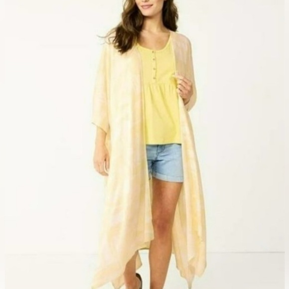 SONOMA Ivory Off White Flowy Long Kimono Coverup - Picture 2 of 8